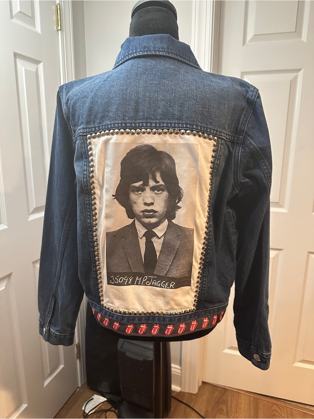 Rolling Stones Mick Jagger Studded Jean Jacket with logo trim <